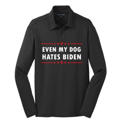 Anti Biden Even My Dog Hates Biden Silk Touch Performance Long Sleeve Polo