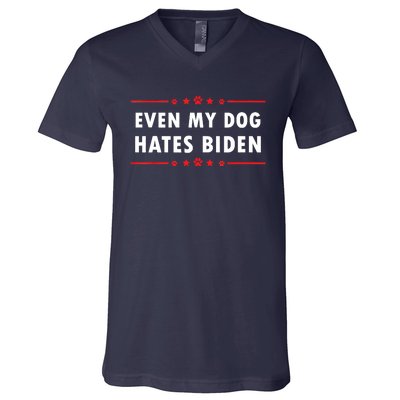 Anti Biden Even My Dog Hates Biden V-Neck T-Shirt