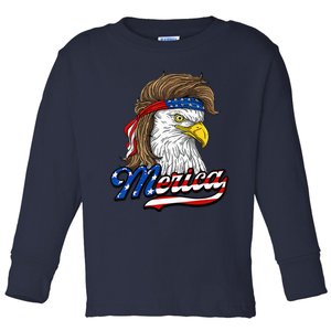 American Bald Eagle Usa Flag 4th Of July Eagle Usa Toddler Long Sleeve Shirt