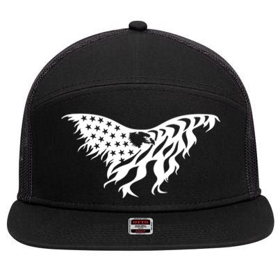 American Bald Eagle Emblem 7 Panel Mesh Trucker Snapback Hat