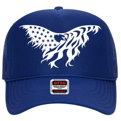 American Bald Eagle Emblem High Crown Mesh Back Trucker Hat