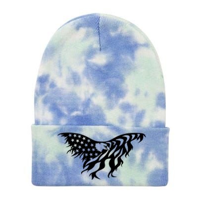 American Bald Eagle Emblem Tie Dye 12in Knit Beanie