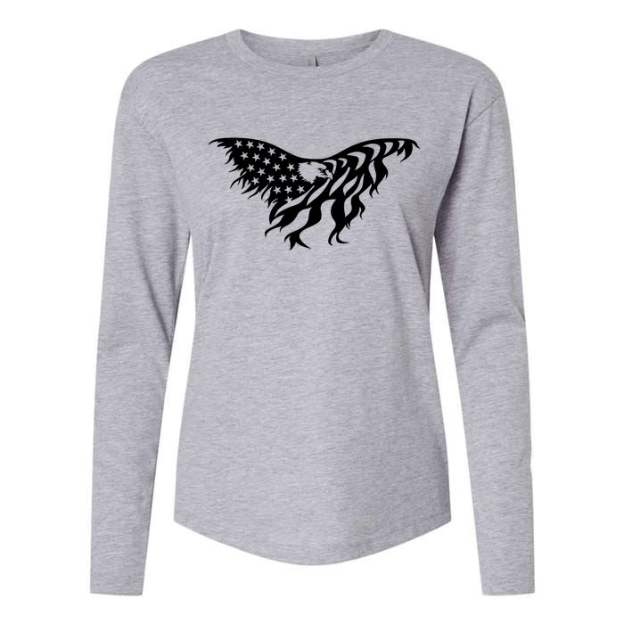 American Bald Eagle Emblem Womens Cotton Relaxed Long Sleeve T-Shirt