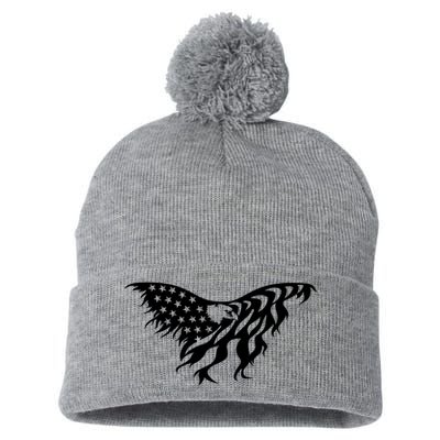 American Bald Eagle Emblem Pom Pom 12in Knit Beanie