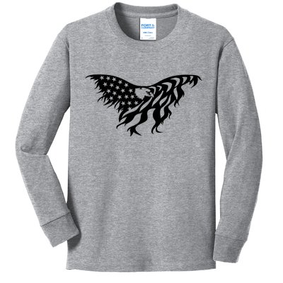 American Bald Eagle Emblem Kids Long Sleeve Shirt