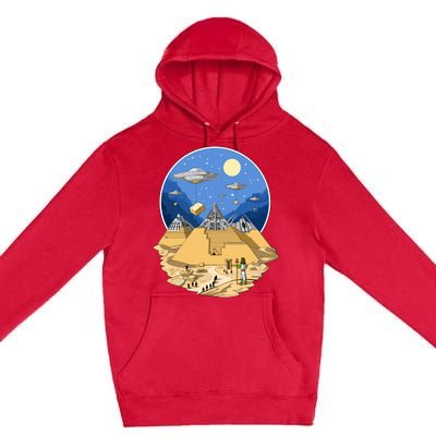 Aliens Bulding Egyptian Pyramids Premium Pullover Hoodie