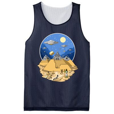 Aliens Bulding Egyptian Pyramids Mesh Reversible Basketball Jersey Tank