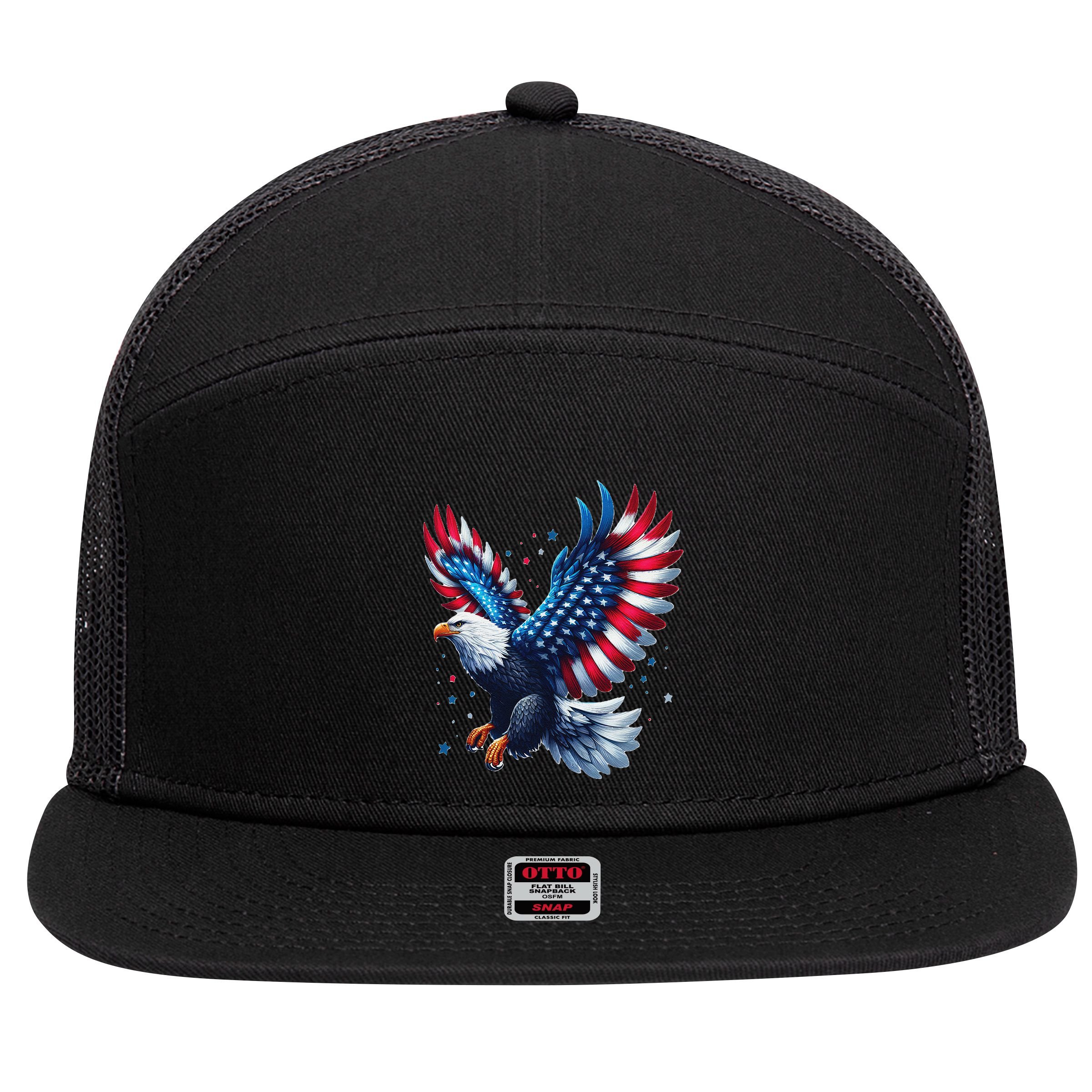 American Bald Eagle Gift 7 Panel Mesh Trucker Snapback Hat