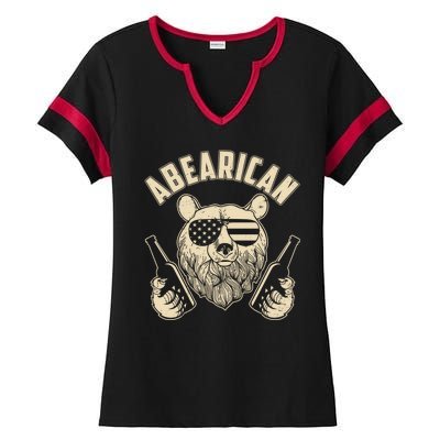 Abearican American Bear Beers Ladies Halftime Notch Neck Tee