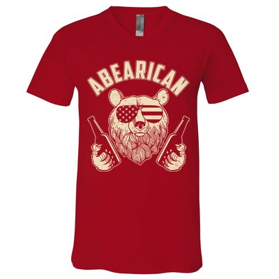 Abearican American Bear Beers V-Neck T-Shirt