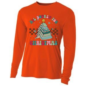 All Booked For Christmas Tree Book Funny Bookish Christmas Gift Cooling Performance Long Sleeve Crew