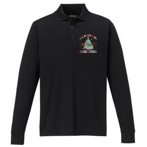 All Booked For Christmas Tree Book Funny Bookish Christmas Gift Performance Long Sleeve Polo