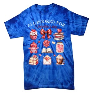 All Booked For Valentines Bow Book Lovers Teacher Librarian Gift Tie-Dye T-Shirt