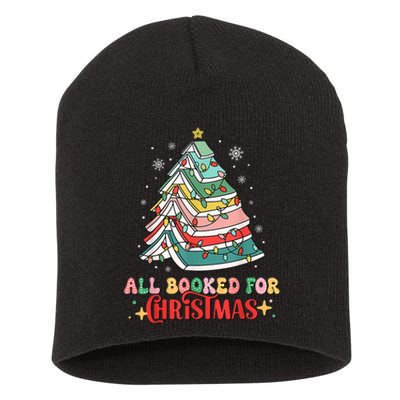 All Booked For Christmas Book Christmas Tree Lights Short Acrylic Beanie