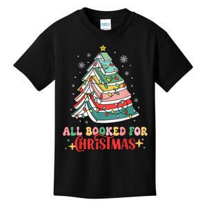 All Booked For Christmas Book Christmas Tree Lights Kids T-Shirt