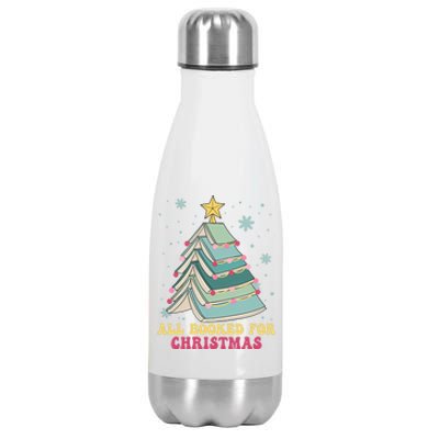 All Booked For Christmas Books Christmas Tree Librarian Xmas Cool Gift Stainless Steel Insulated Water Bottle