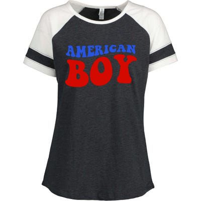 American Boy Fourth Of July Enza Ladies Jersey Colorblock Tee