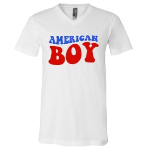 American Boy Fourth Of July V-Neck T-Shirt