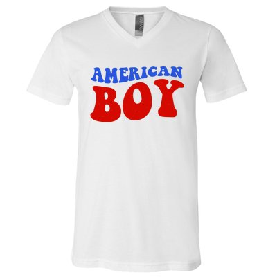 American Boy Fourth Of July V-Neck T-Shirt