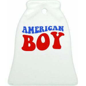 American Boy Fourth Of July Ceramic Bell Ornament