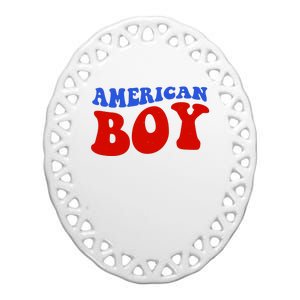 American Boy Fourth Of July Ceramic Oval Ornament