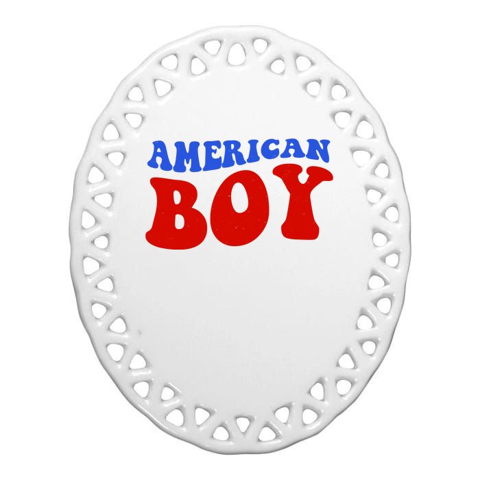 American Boy Fourth Of July Ceramic Oval Ornament