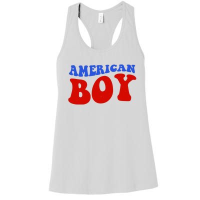 American Boy Fourth Of July Women's Racerback Tank