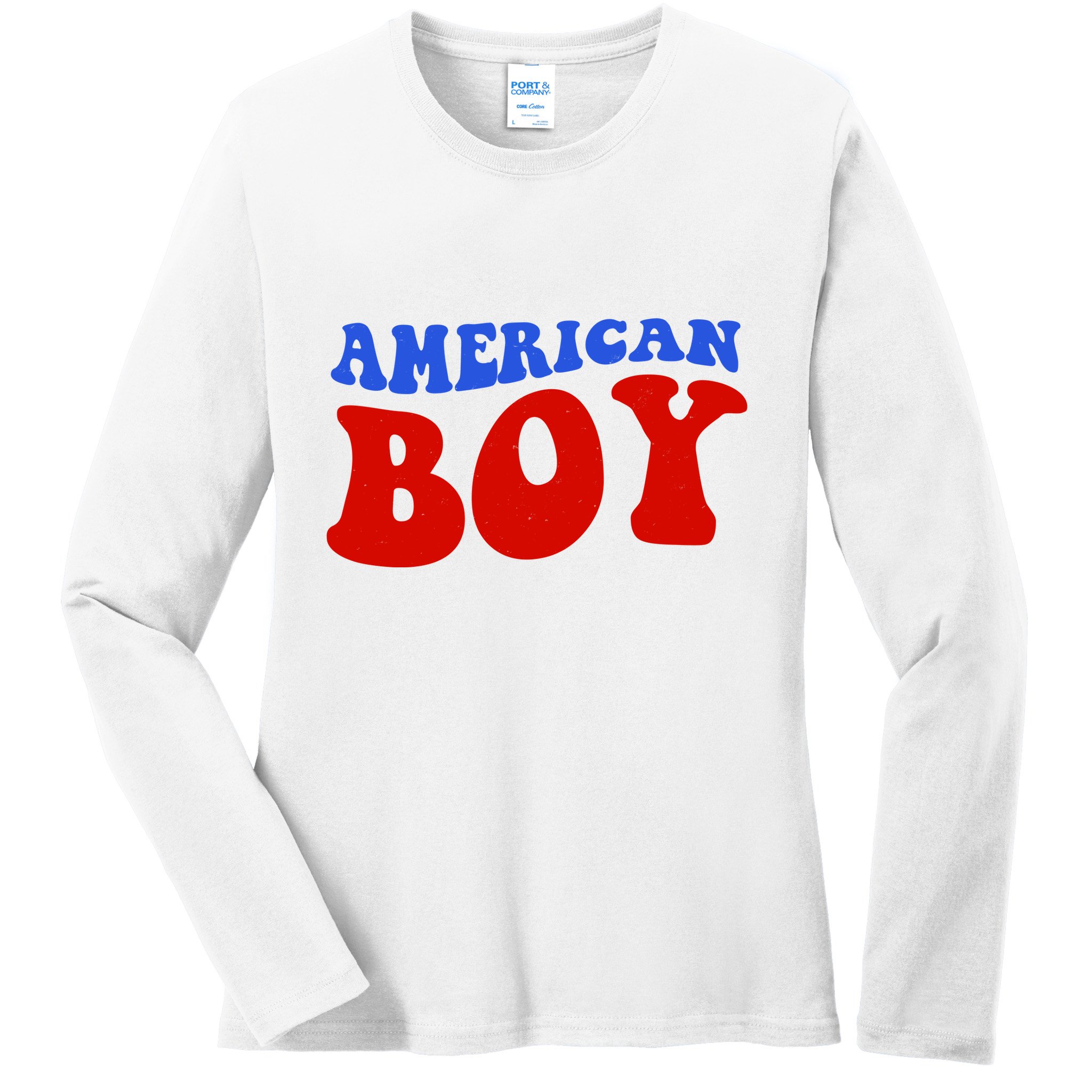 American Boy Fourth Of July Ladies Long Sleeve Shirt