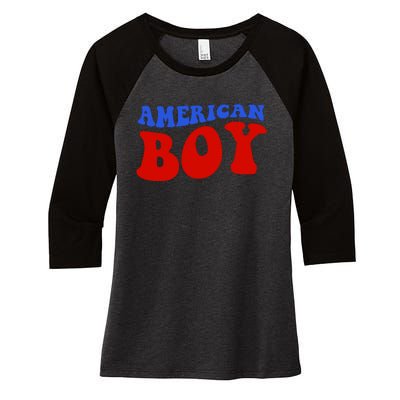 American Boy Fourth Of July Women's Tri-Blend 3/4-Sleeve Raglan Shirt