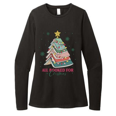 All Booked For Christmas Vintage Librarian Xmas Tree Lights Womens CVC Long Sleeve Shirt