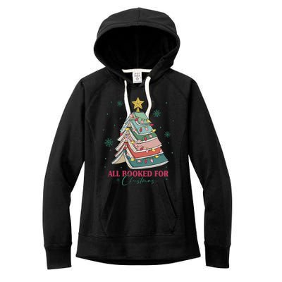 All Booked For Christmas Vintage Librarian Xmas Tree Lights Women's Fleece Hoodie