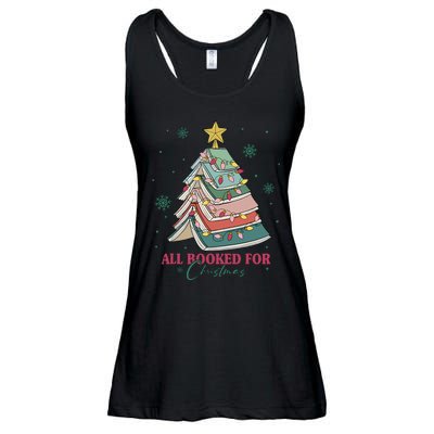 All Booked For Christmas Vintage Librarian Xmas Tree Lights Ladies Essential Flowy Tank