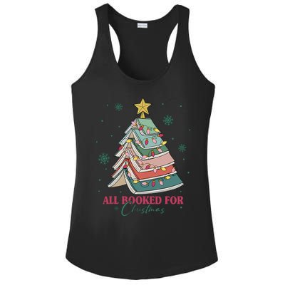 All Booked For Christmas Vintage Librarian Xmas Tree Lights Ladies PosiCharge Competitor Racerback Tank