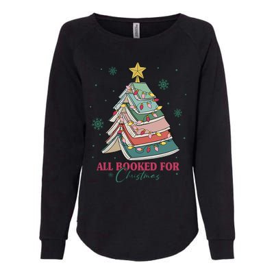 All Booked For Christmas Vintage Librarian Xmas Tree Lights Womens California Wash Sweatshirt