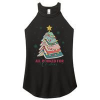 All Booked For Christmas Vintage Librarian Xmas Tree Lights Women's Perfect Tri Rocker Tank