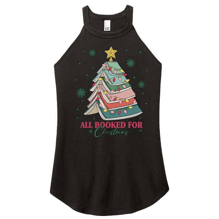 All Booked For Christmas Vintage Librarian Xmas Tree Lights Women's Perfect Tri Rocker Tank