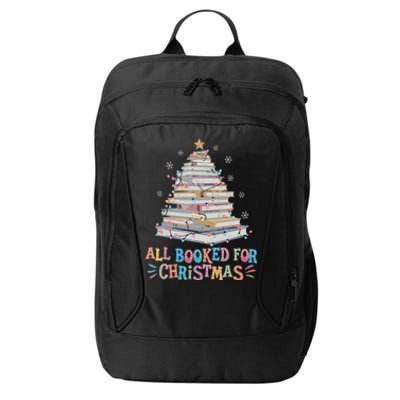 All Booked For Christmas Book Christmas Tree Lights City Backpack