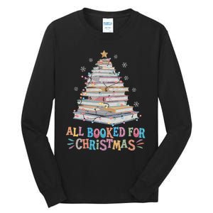 All Booked For Christmas Book Christmas Tree Lights Tall Long Sleeve T-Shirt