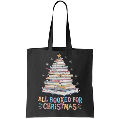 All Booked For Christmas Book Christmas Tree Lights Tote Bag