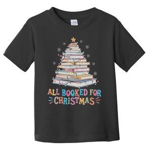 All Booked For Christmas Book Christmas Tree Lights Toddler T-Shirt