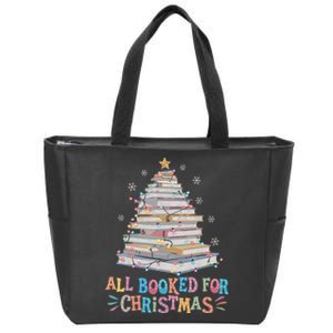 All Booked For Christmas Book Christmas Tree Lights Zip Tote Bag