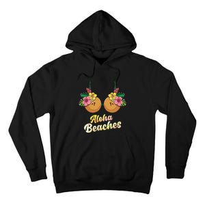 Aloha Beaches Funny Summer Coconut & Flower Bra Tall Hoodie