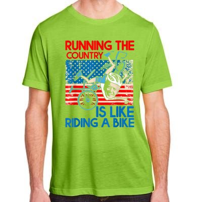 Anti Biden Falling Off Running Country Is Like Riding A Bike Adult ChromaSoft Performance T-Shirt