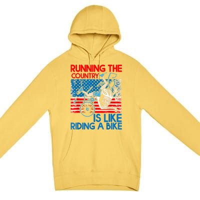 Anti Biden Falling Off Running Country Is Like Riding A Bike Premium Pullover Hoodie