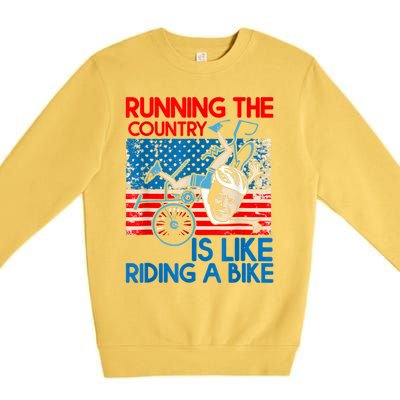 Anti Biden Falling Off Running Country Is Like Riding A Bike Premium Crewneck Sweatshirt