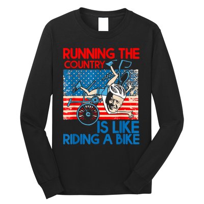 Anti Biden Falling Off Running Country Is Like Riding A Bike Long Sleeve Shirt