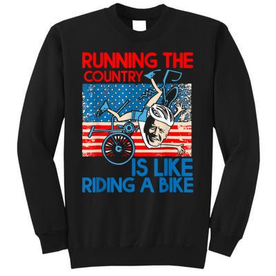 Anti Biden Falling Off Running Country Is Like Riding A Bike Sweatshirt