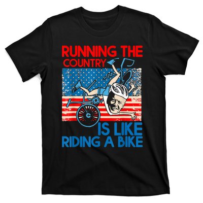 Anti Biden Falling Off Running Country Is Like Riding A Bike T-Shirt