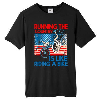 Anti Biden Falling Off Running Country Is Like Riding A Bike Tall Fusion ChromaSoft Performance T-Shirt