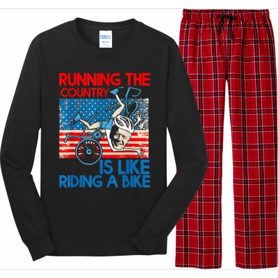 Anti Biden Falling Off Running Country Is Like Riding A Bike Long Sleeve Pajama Set